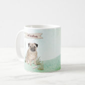 Aangepaste naam Pug Pet Dog Koffiemok (Voorkant links)
