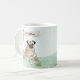 Aangepaste naam Pug Pet Dog Koffiemok