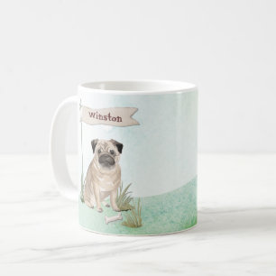 Aangepaste naam Pug Pet Dog Koffiemok