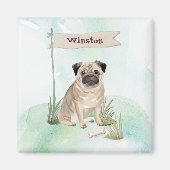 Aangepaste naam Pug Pet Dog Magneet (Voorkant)