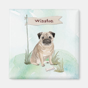 Aangepaste naam Pug Pet Dog Magneet