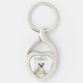 Aangepaste naam Pug Pet Dog Sleutelhanger (Voorkant)