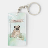 Aangepaste naam Pug Pet Dog Sleutelhanger (achterkant)