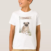 Aangepaste naam Pug Pet Dog T-shirt (Voorkant)