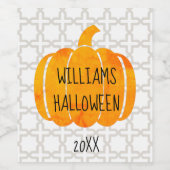 Aangepaste naam Pumpkin Halloween Wijn Etiket (Enkel label)