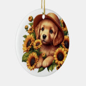 Aangepaste naam puppy dragen van een pet zonnebloe keramisch ornament (Rechts)