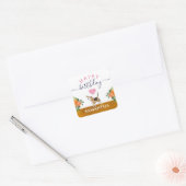 Aangepaste naam Puppy / Paw Prints Floral Happy Bi Vierkante Sticker (Envelop)