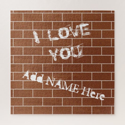 Aangepaste naam Puzzle - Een Brick Wall - Ik hou v Legpuzzel (Verticaal)