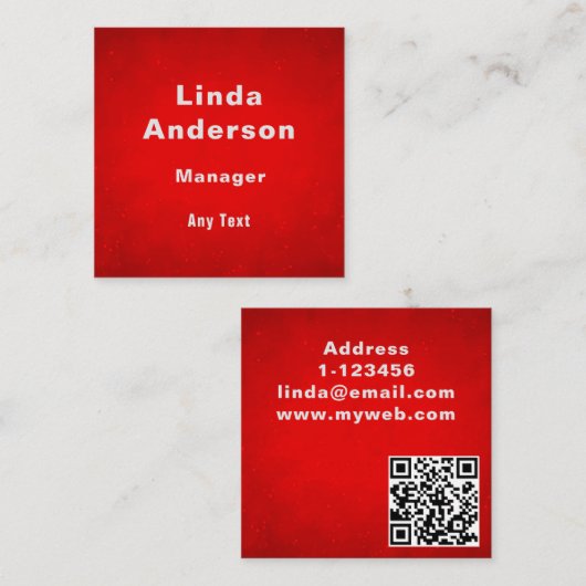 Aangepaste naam QR code professional Vierkante Visitekaartje (Voorkant / Achterkant)