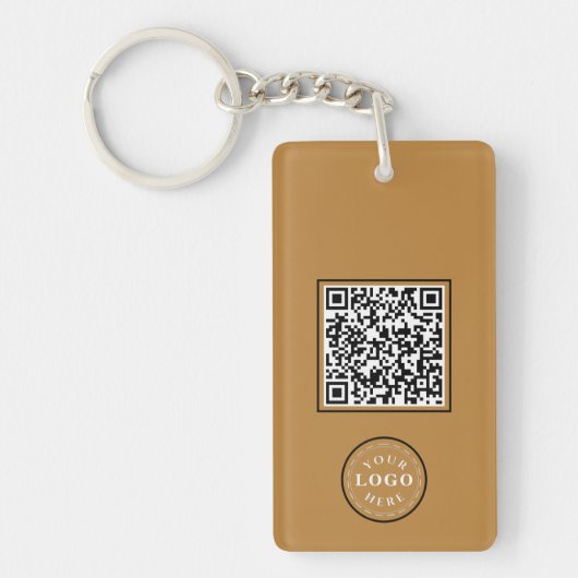 Aangepaste naam & QR-code Rechthoek Sleutelhanger  (Voorkant)
