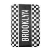 Aangepaste naam Racing Schachbrettpatroon Klassiek Badmat (Voorkant Verticaal)