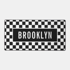 Aangepaste naam Racing Schachbrettpatroon Klassiek Bureaumat
