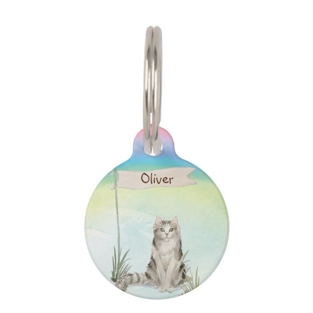 Aangepaste naam Ragamuffin Cat Pet Huisdierpenning (Voorkant)