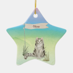 Aangepaste naam Ragamuffin Cat Pet Keramisch Ornament