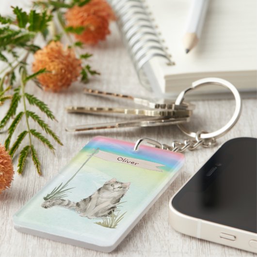 Aangepaste naam Ragamuffin Cat Pet Sleutelhanger (Voorkant Rechts)