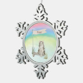 Aangepaste naam Ragamuffin Cat Pet Tin Sneeuwvlok Ornament (Rechts)