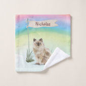 Aangepaste naam Ragdoll Cat Pet Bad Handdoek (Wasdoekje)