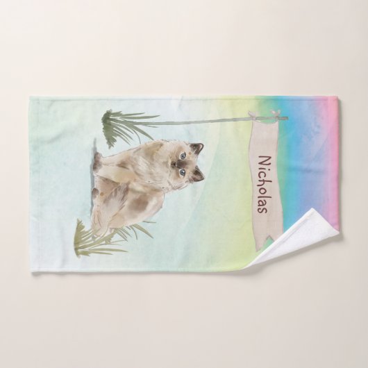 Aangepaste naam Ragdoll Cat Pet Bad Handdoek (Handdoek)