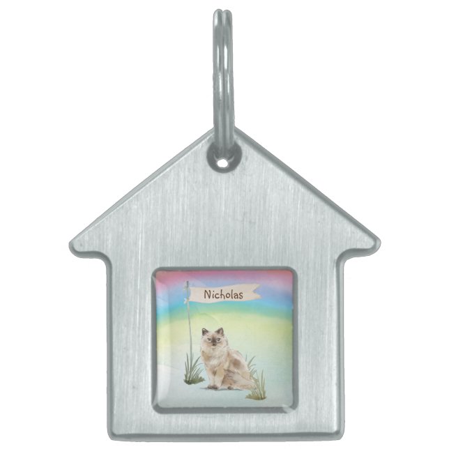 Aangepaste naam Ragdoll Cat Pet Huisdieren Naamplaatje (Voorkant)