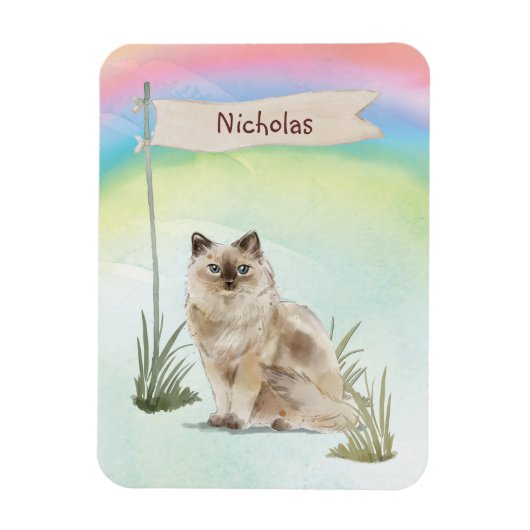 Aangepaste naam Ragdoll Cat Pet Magneet (Verticaal)