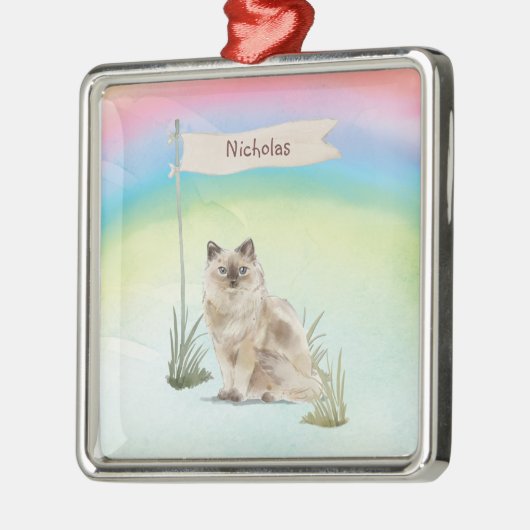 Aangepaste naam Ragdoll Cat Pet Metalen Ornament (Links)