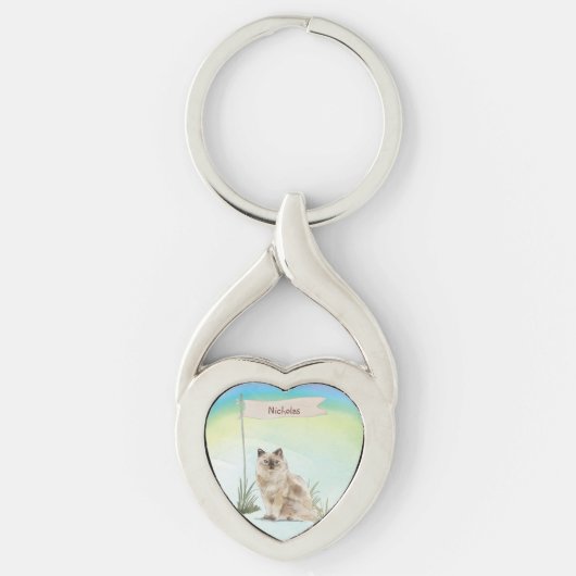 Aangepaste naam Ragdoll Cat Pet Sleutelhanger (Voorkant)