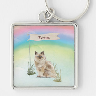 Aangepaste naam Ragdoll Cat Pet Sleutelhanger