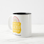 Aangepaste naam Rainbow Beste leraar ooit waarderi Tweekleurige Koffiemok (Voorkant links)