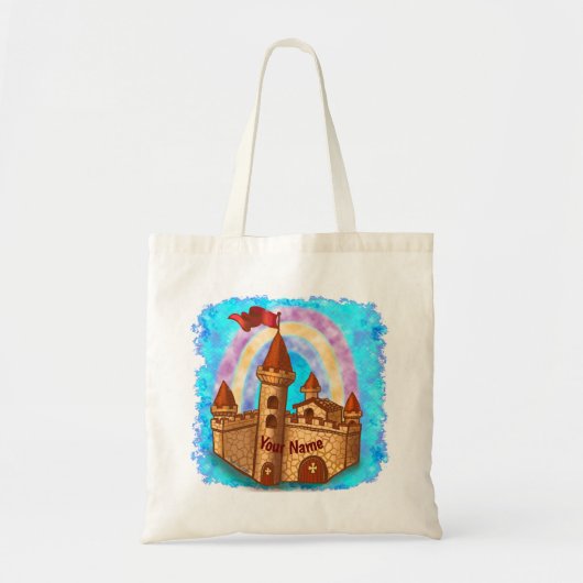 Aangepaste naam Rainbow Castle Tote Bag (Voorkant)