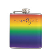 Aangepaste naam Rainbow Colorful Stripes Heupfles (Voorkant)