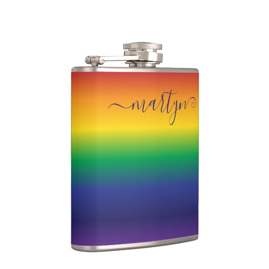 Aangepaste naam Rainbow Colorful Stripes Heupfles (Rechts)