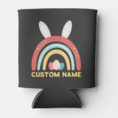Aangepaste naam Rainbow Egg Bunny Ear Cute Easter Blikjeskoeler (Voorkant)
