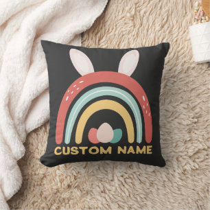 Aangepaste naam Rainbow Egg Bunny Ear Cute Easter Kussen