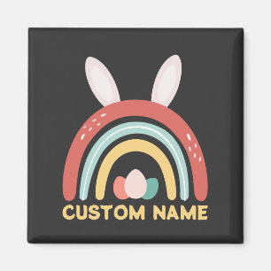 Aangepaste naam Rainbow Egg Bunny Ear Cute Easter Magneet