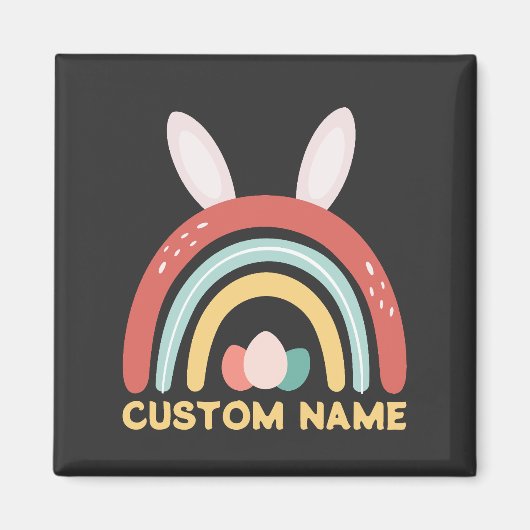Aangepaste naam Rainbow Egg Bunny Ear Cute Easter Magneet (Voorkant)
