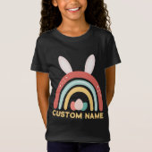 Aangepaste naam Rainbow Egg Bunny Ear Cute Easter T-shirt (Voorkant)