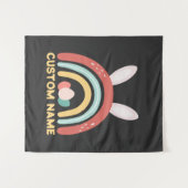 Aangepaste naam Rainbow Egg Bunny Ear Cute Easter Wandkleed (Voorkant (horizontaal))
