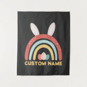 Aangepaste naam Rainbow Egg Bunny Ear Cute Easter Wandkleed (Voorkant)
