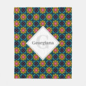 Aangepaste Naam Rainbow Floral Fountain Diamond Te Fleece Deken (Voorkant)