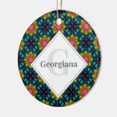 Aangepaste Naam Rainbow Floral Fountain Diamond Te Keramisch Ornament (Links)