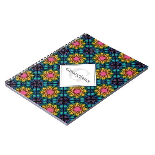 Aangepaste Naam Rainbow Floral Fountain Diamond Te Notitieboek (Linkerzijde)