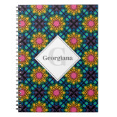 Aangepaste Naam Rainbow Floral Fountain Diamond Te Notitieboek (Voorkant)