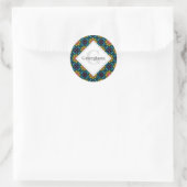 Aangepaste Naam Rainbow Floral Fountain Diamond Te Ronde Sticker (Tas)