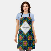 Aangepaste Naam Rainbow Floral Fountain Diamond Te Schort (Gedragen)