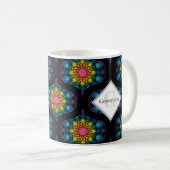 Aangepaste naam Rainbow Floral Fountain Mid Mod Og Koffiemok (Voorkant rechts)