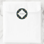 Aangepaste naam Rainbow Floral Fountain Mid Mod Og Ronde Sticker (Tas)