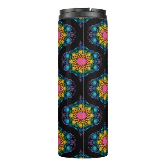 Aangepaste naam Rainbow Floral Fountain Mid Mod Og Thermosbeker (Achterkant)