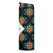 Aangepaste naam Rainbow Floral Fountain Mid Mod Og Thermosbeker (Geroteerd rechts)
