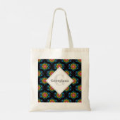 Aangepaste naam Rainbow Floral Fountain Mid Mod Og Tote Bag (Achterkant)