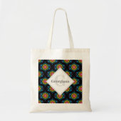 Aangepaste naam Rainbow Floral Fountain Mid Mod Og Tote Bag (Voorkant)